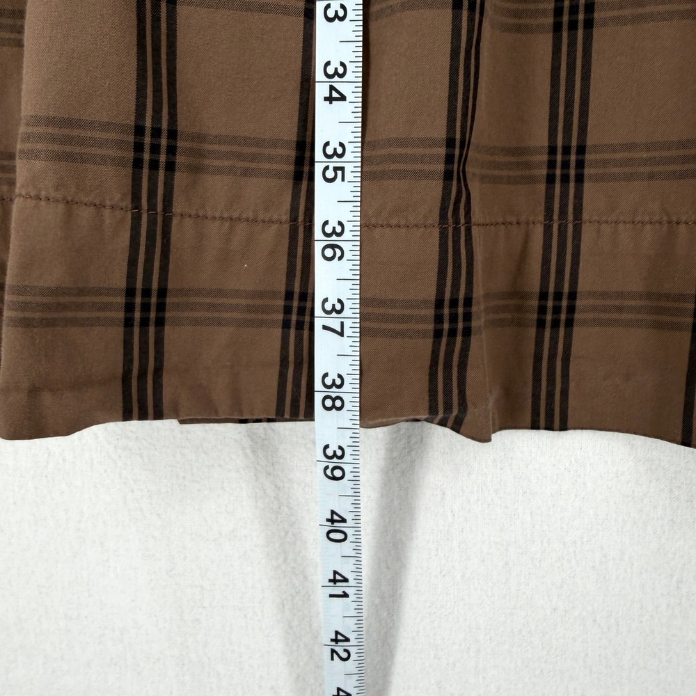 Everlane Shirt Dress Women Medium Brown Plaid Cotton Long Sleeve Babydoll Mini - Picture 9 of 16